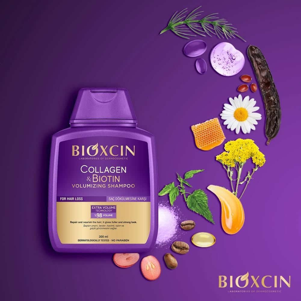 Bioxcin Collagen & Biotin Hair Growth Set - Volumizing Shampoo, Conditioner & Hair Care Cream for Thicker, Stronger Hair | For Daily Hair Care Routine & Scalp Nourishment