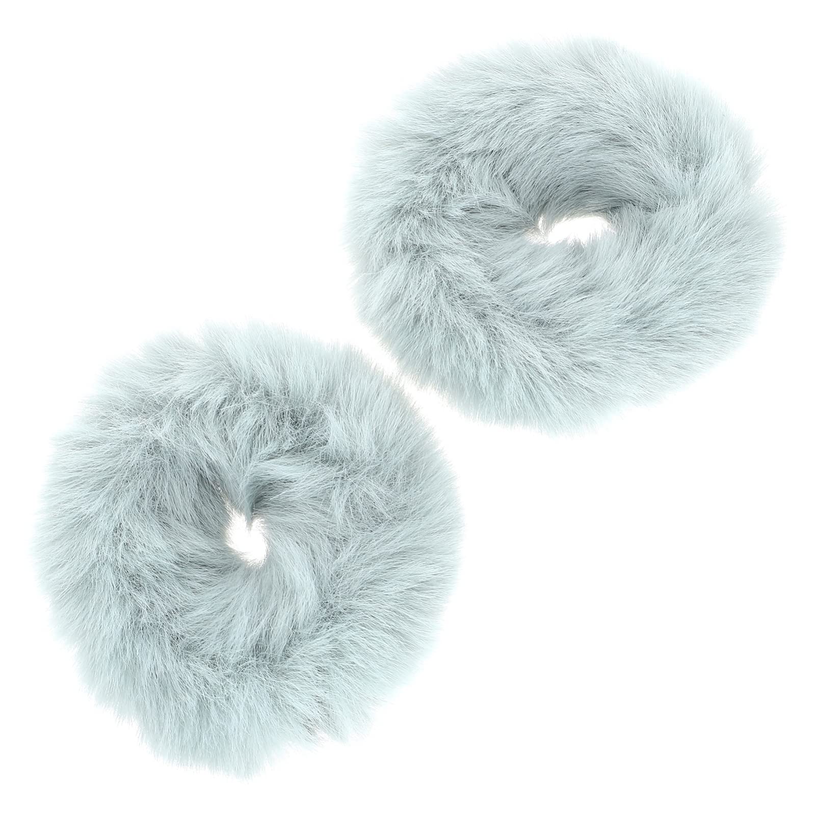 SOLUSTRE 2-Pack Plush Faux Fur Headbands for Women - Soft Fuzzy Hair Scrunchies, Elastic Hair Bands for Girls, Cute Fluffy Hair Accessories (Perfect for Winter, Parties, and Everyday Fashion)