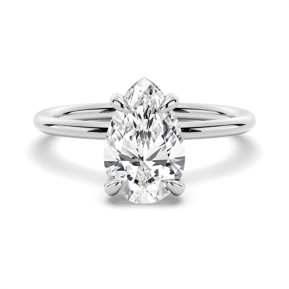 Exquisite Pear Cut Moissanite Solitaire Engagement Ring with Hidden Halo - Perfect for Proposals, Anniversaries & Bridal Jewelry