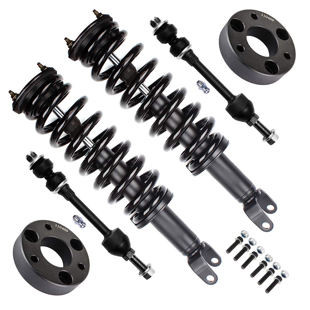 SCITOO 6-Piece Front Suspension Kit - 2 Inch Leveling Lift with Sway Bar Links, Struts & Shocks - Complete Assembly for 2006-2008 Dodge Ram 1500 (171111 F K80821) - Perfect for Off-Roading & Truck Leveling Upgrades