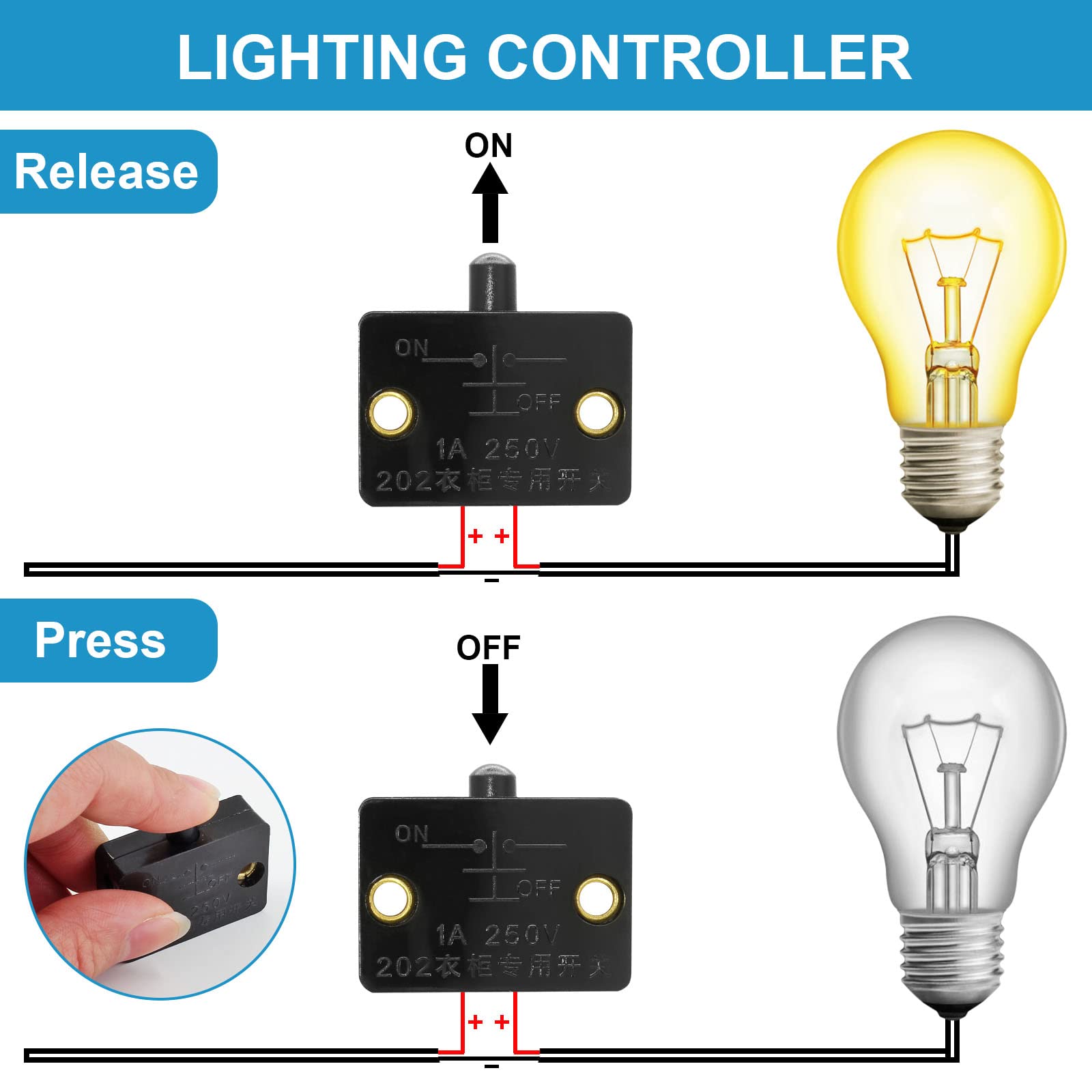 8Pcs Black Cabinet Light Switches - Automatic Touch Sensor Door Switch for Wardrobe, Closet, Pantry (12V/24V/110V Compatible) - Perfect for Smart Home Lighting & Space-Saving Storage Solutions