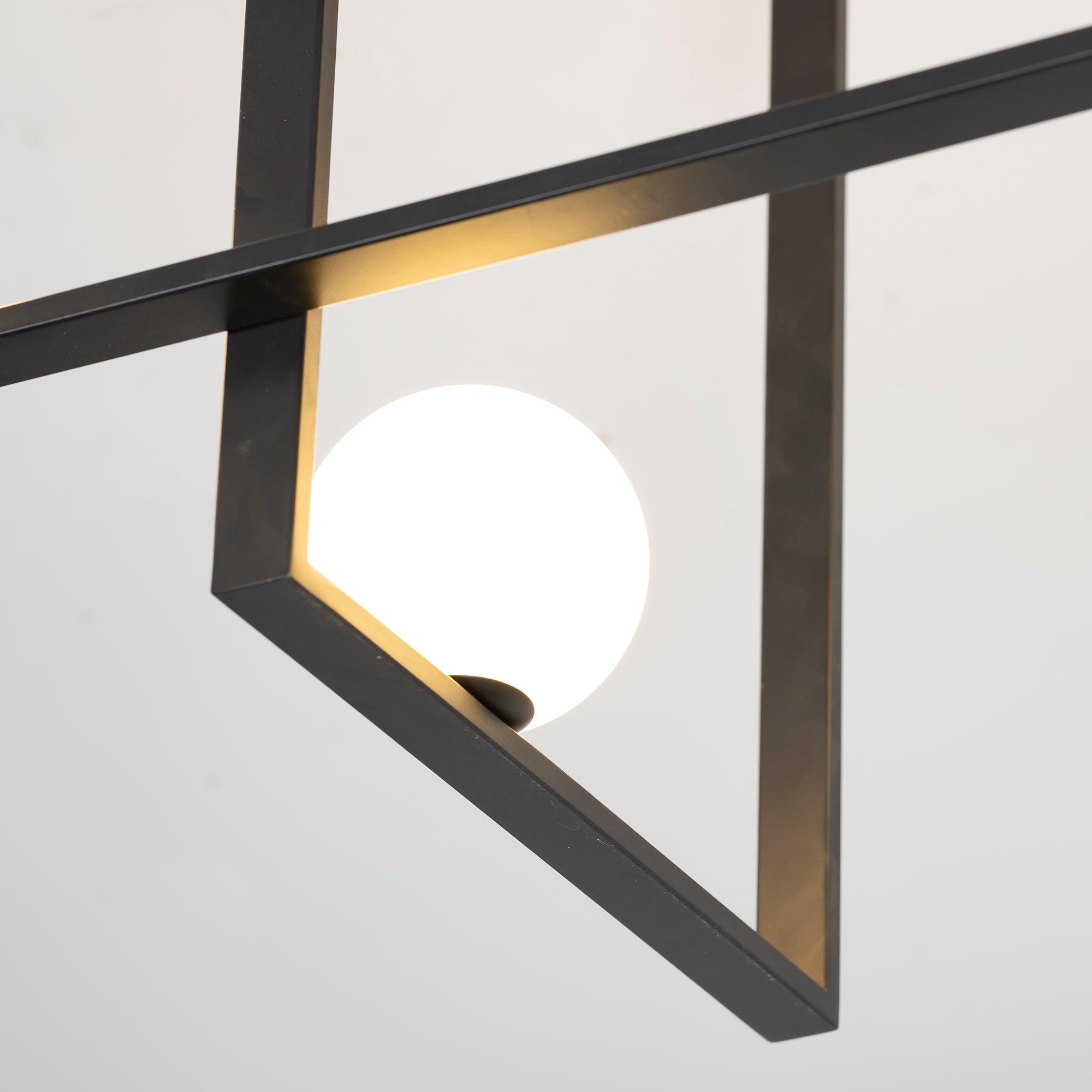 Modern Mondrian Style Glass Ceiling Light - Geometric Abstract Art Deco Lighting Fixture for Living Room, Bedroom, Dining Area & Office Spaces