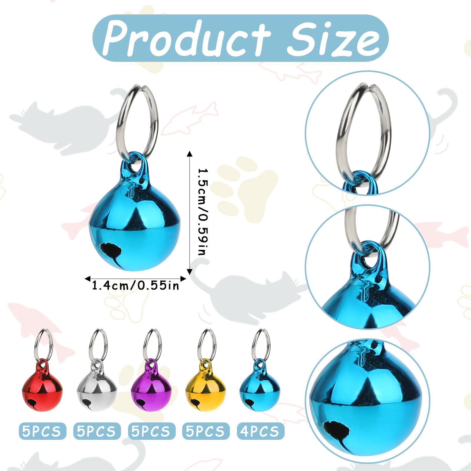 Mozeat 24pcs Pet Collar Bells for Cats & Dogs - Training & Party Decor