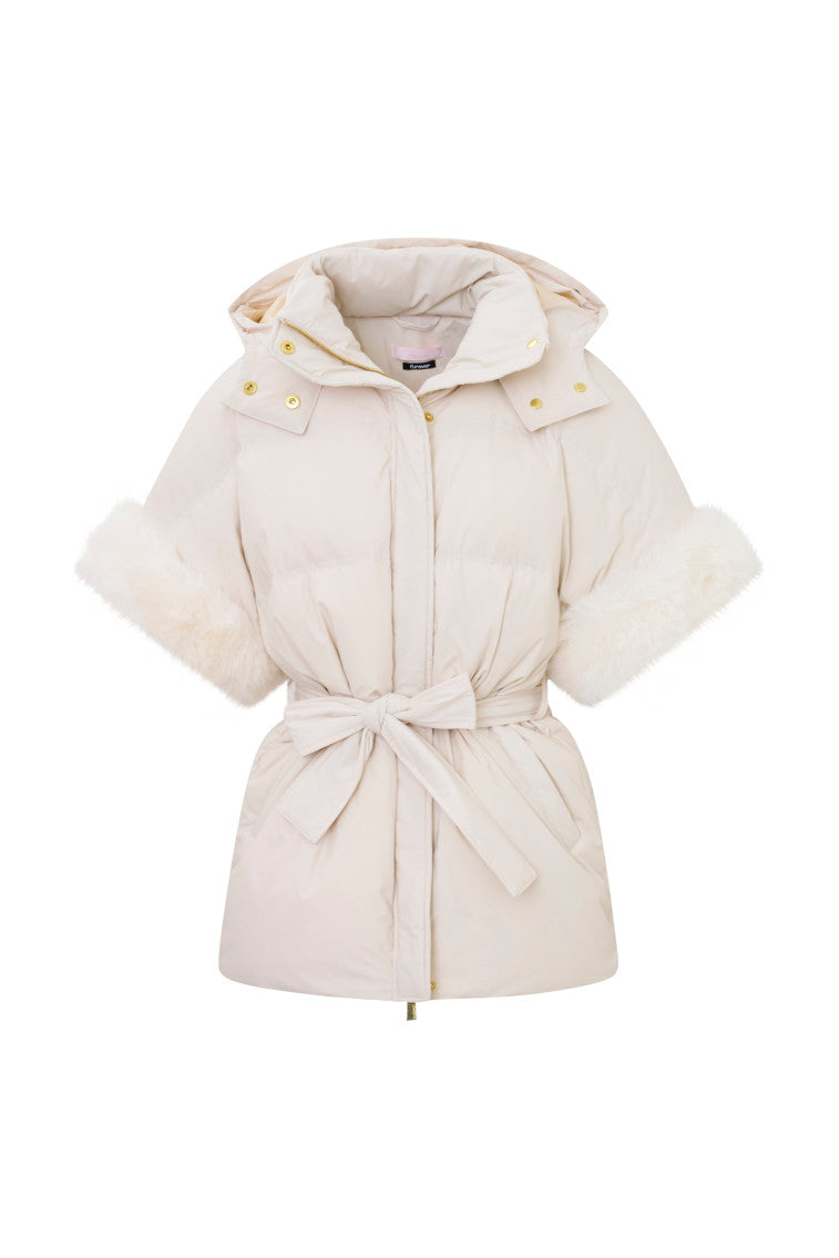 LoveShackFancy x MAX&MOI Delba Down Jacket - Women's Winter Puffer Coat with Hood, Waterproof & Warm - Perfect for Skiing, Snowboarding & Cold Weather Outfits