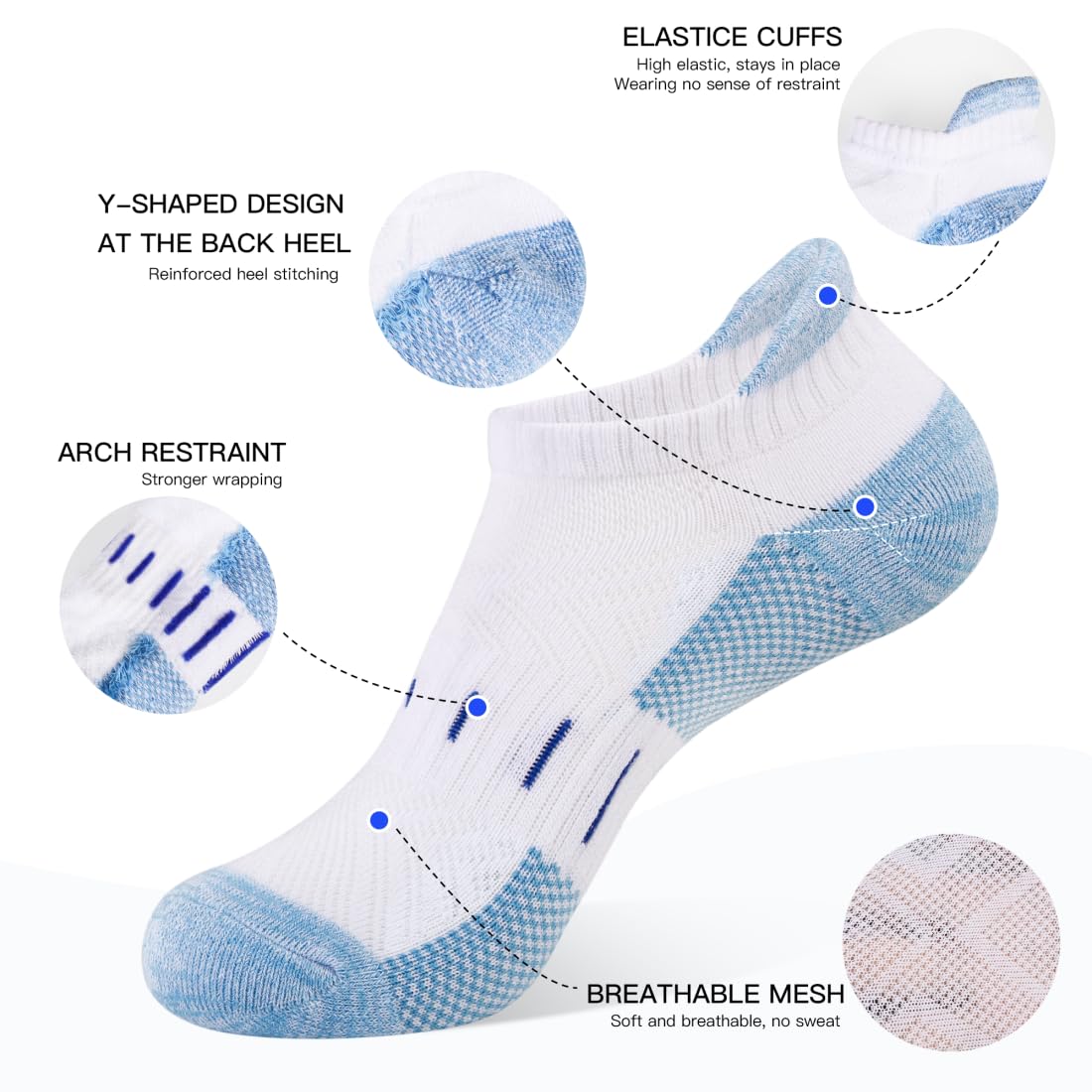 6 Pairs Women's Athletic Ankle Socks - Cushioned Low Cut Running Socks for Sports, Workouts & Everyday Comfort - Perfect for Running, Gym, Yoga and Daily Wear