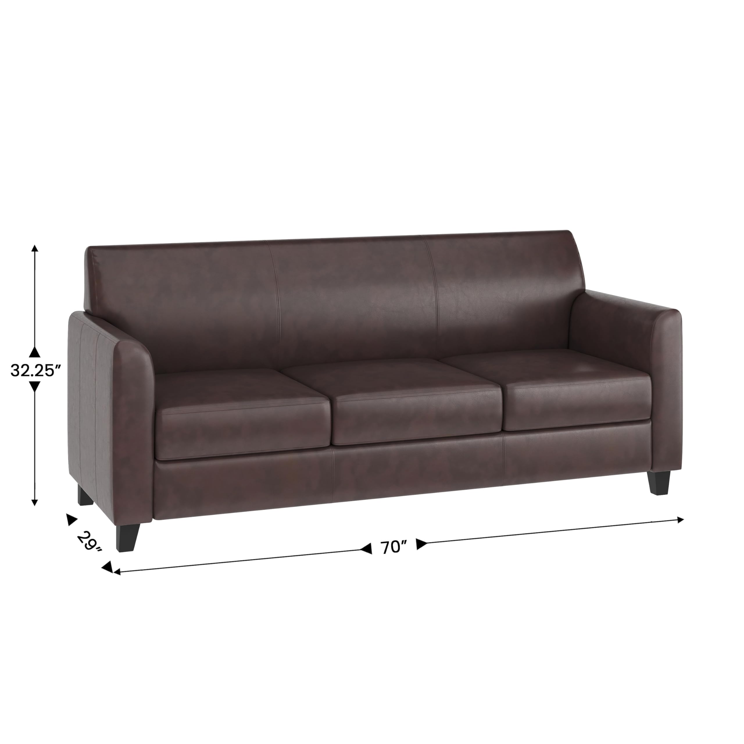 Flash Furniture HERCULES Diplomat Series Brown LeatherSoft Reception Set - 3-Piece Office Lobby Sofa & Chair Set for Professional Waiting Areas & Corporate Reception Rooms
