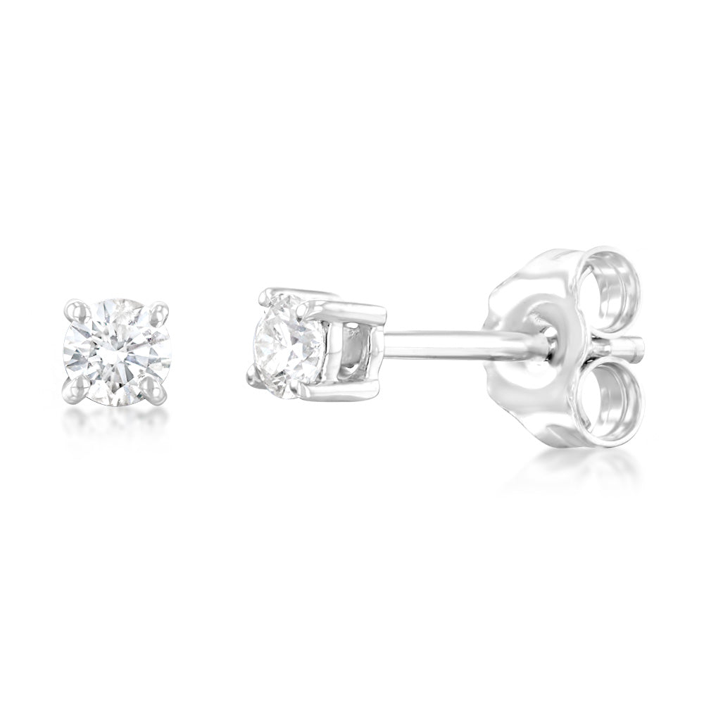 9ct White Gold 0.20 Carat Diamond Stud Earrings for Women - Elegant Cubic Zirconia Earrings for Daily Wear, Gift Giving & Special Occasions