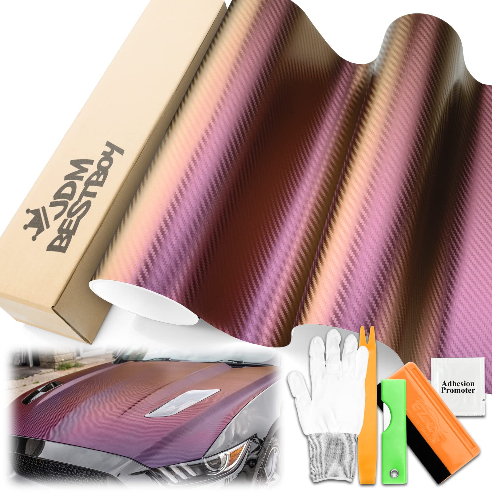EZAUTOWRAP Purple Gold Chameleon Carbon Fiber Vinyl Wrap - 60
