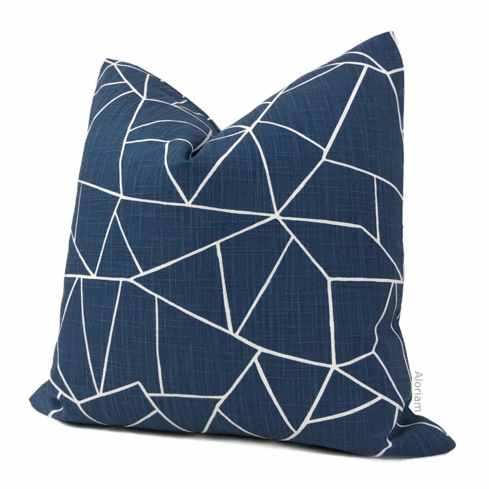 Modern Navy Blue & White Cotton Print Pillow Cover - Stylish Home Decor for Sofa, Bed & Living Room - Premium Decorative Throw Pillow Case for Couch, Bedroom & Dorm