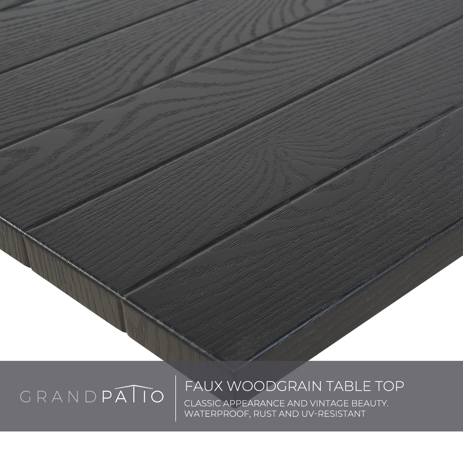 37-Inch Square Outdoor Dining Table - Weather-Resistant Patio Picnic Table with Woodgrain Finish & 1.5