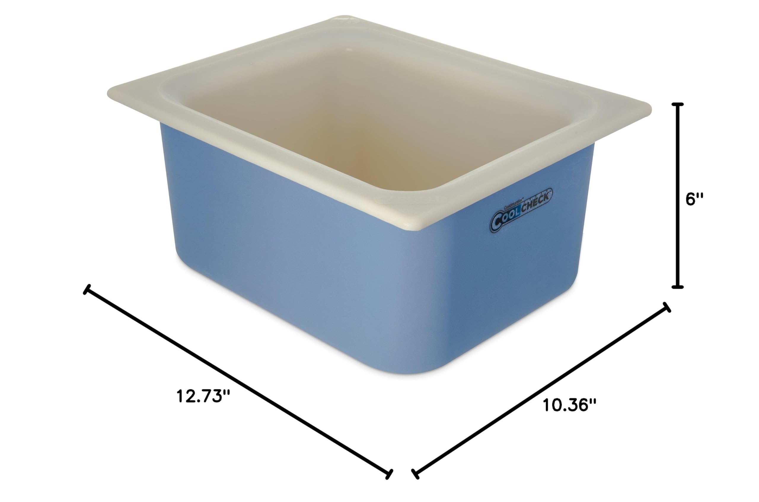 Carlisle FoodService Coldmaster Coolcheck 6-Quart Plastic Food Pans - White & Blue Commercial-Grade Cold Food Containers for Catering, Restaurants & Kitchen Use | Perfect for Buffet Serving, Salad Storage & Food Prep