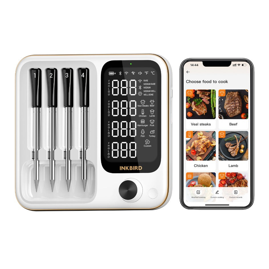 Wireless Meat Thermometer with WiFi & Bluetooth - INT 14 BW for Smart Cooking, Grilling, Smoking & Baking