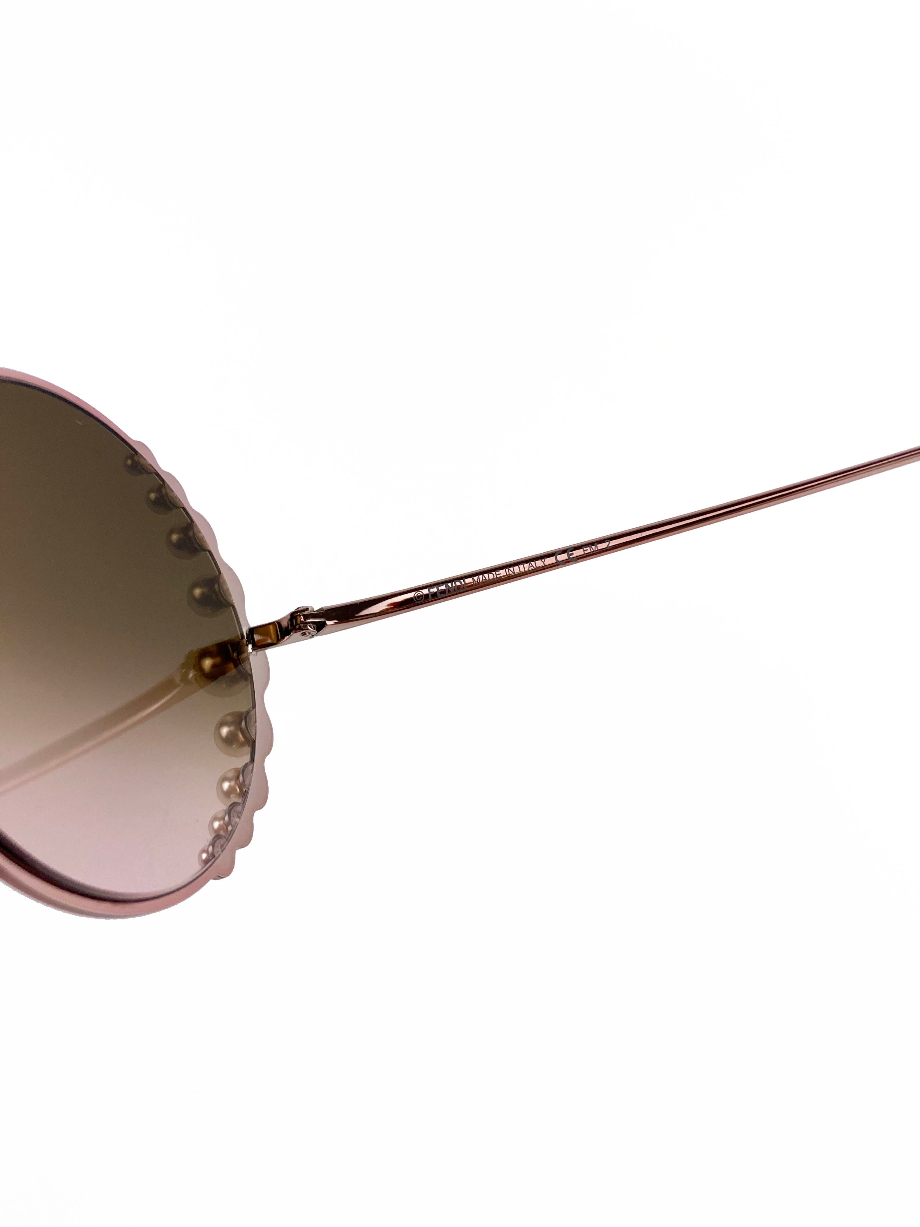 Fendi FF0295 Pink Gradient Pearl Embellished Sunglasses for Women - Luxury Designer Fashion Sunglasses with UV Protection | Perfect for Summer, Beach, and Outdoor Activities