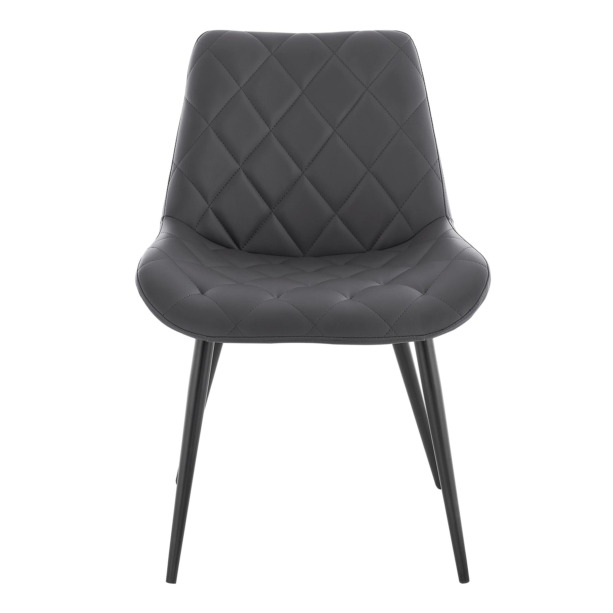 Benjara Loralie Faux Leather and Metal Dining Chairs Set of 2, Gray - Modern Kitchen & Dining Room Furniture for Home, Restaurant, and Office Use