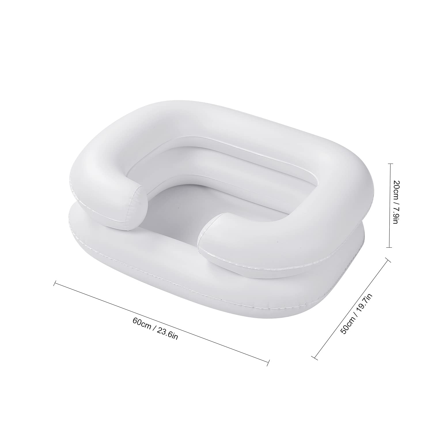 Foldable Portable Shampoo Bowl for Bed - Hair Washing Basin with Drain Tube for Elderly, Disabled & Pregnant Women - White (POOWE) | Home Care & Salon Use