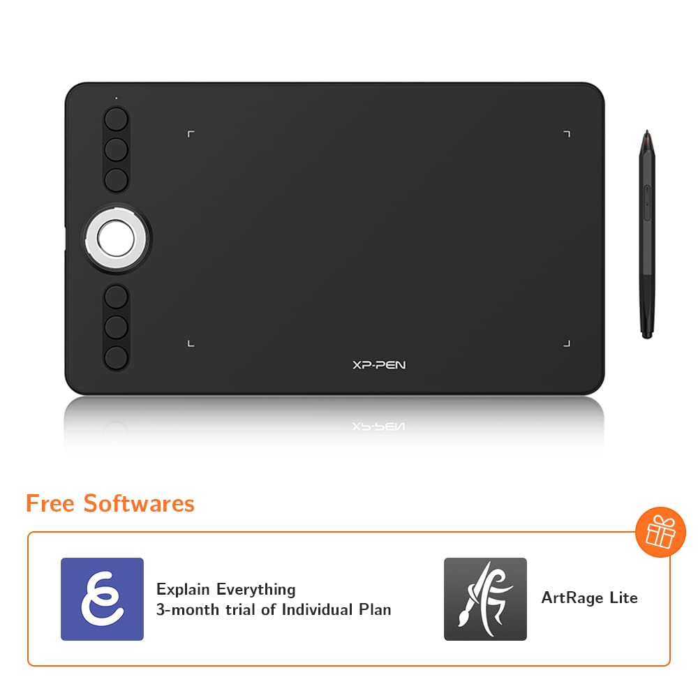 XP-PEN Deco 02 Graphic Drawing Tablet with Battery-Free Pen - 8192 Pressure Levels, Eraser & Express Keys (Black) | Perfect for Digital Art, Animation & Online Teaching