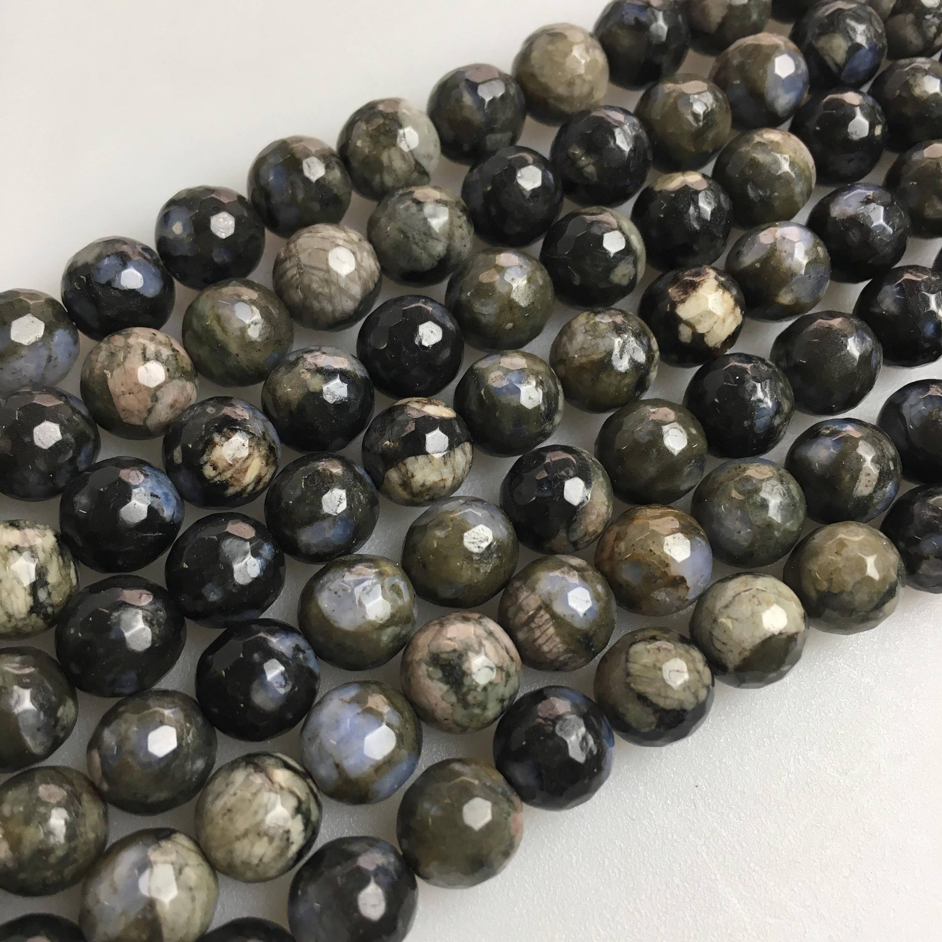Gray Opal Faceted Round Beads - 6mm, 8mm, 10mm, 12mm, 15.5mm Gemstone Bead Strands for Jewelry Making, DIY Crafts & Beading Projects