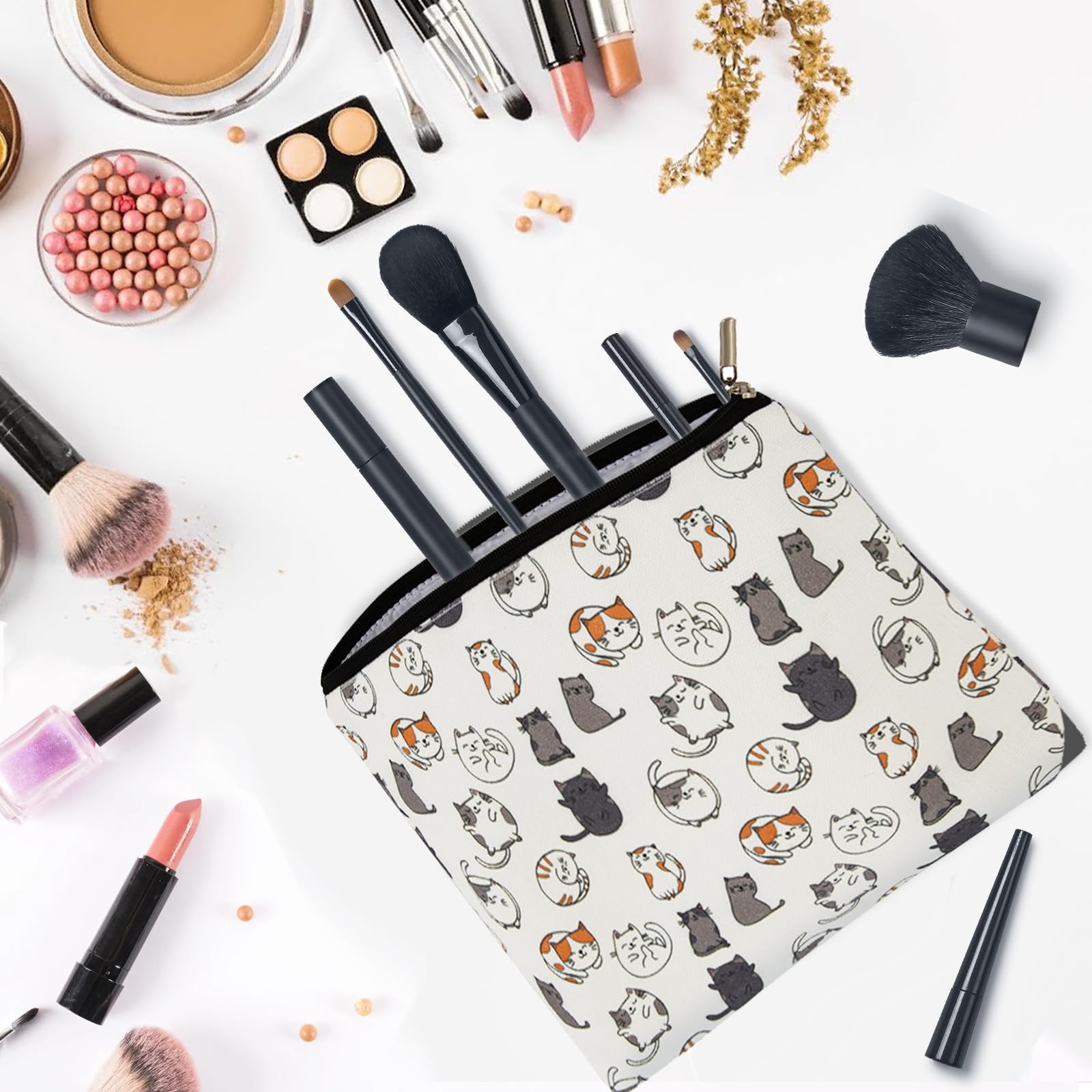 Degpum Cat Makeup Bags for Women - Cute Cosmetic Organizer with Cat Design - Perfect Gift for Sisters, Daughters & Friends - Great for Travel, Birthdays, Christmas & Mother's Day - Ideal for Makeup Storage, Travel Essentials & Daily Beauty Routine