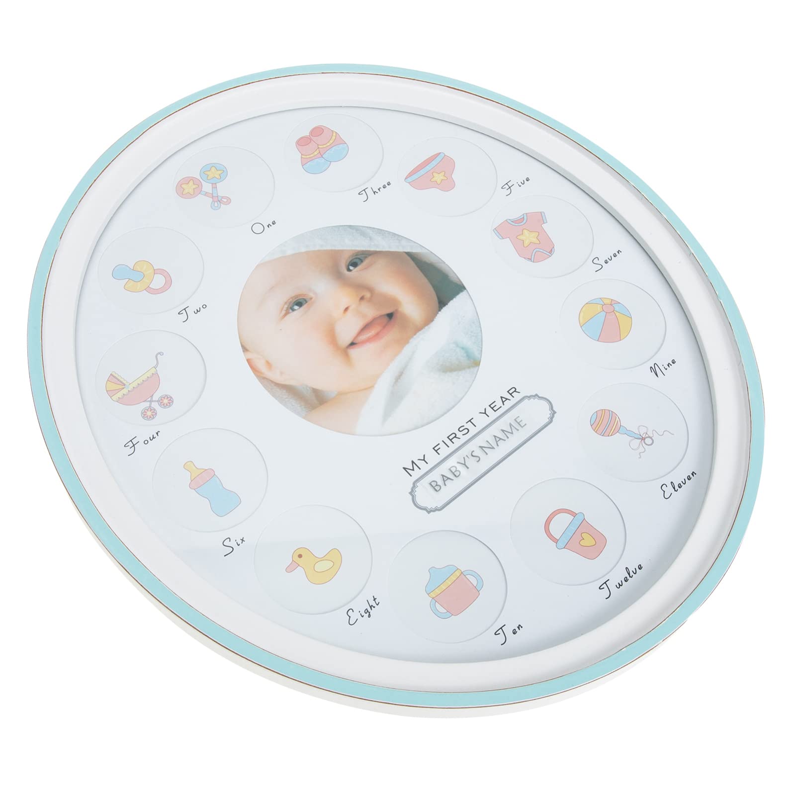Personalized Baby Milestone Photo Frame - Wooden Growth Picture Display Holder for Newborn, Baby Shower & Nursery Decor | White Wood-Based Panel for Wall or Tabletop Display
