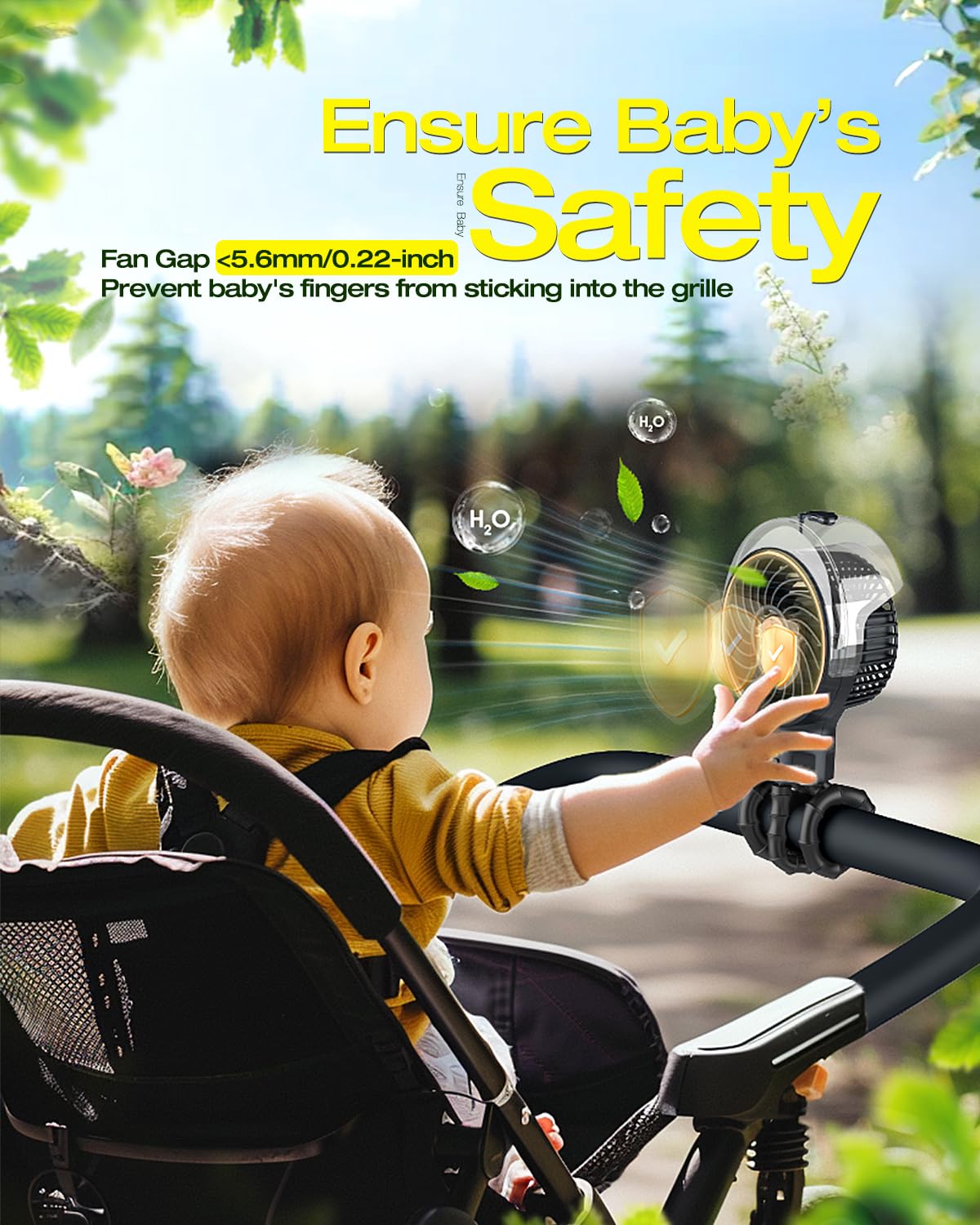 Portable Misting Baby Stroller Fan with 100ml Water Tank - Clip On Cooling Fan for Outdoor, Crib, Car Seat & Travel | Detachable Tripod, Handheld & Desk Use for Home, Office, Gym & Treadmill Workouts