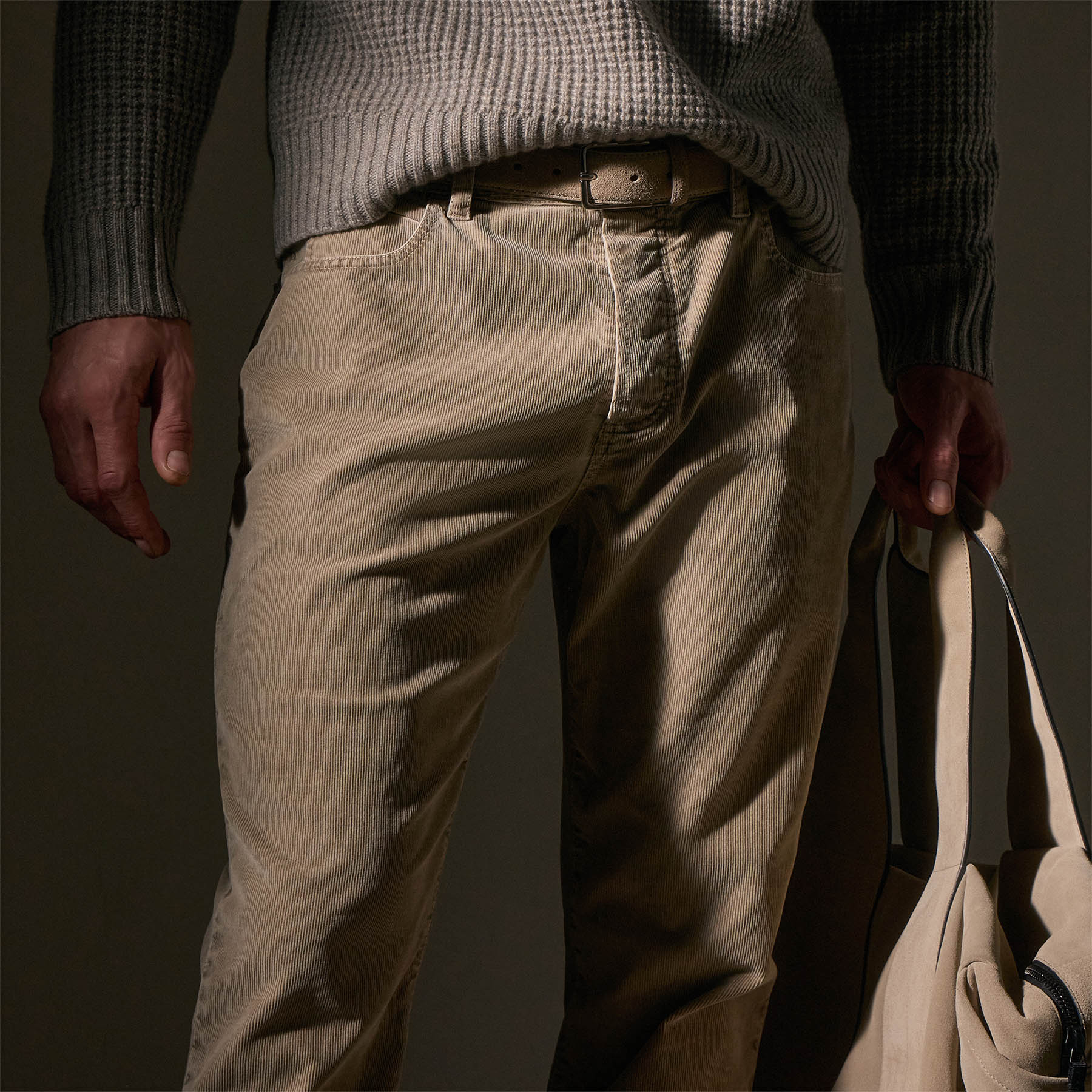 5 Pocket Corduroy Pants for Men - Comfortable Overcast Pigment Casual Trousers | Perfect for Work, Travel & Everyday Wear