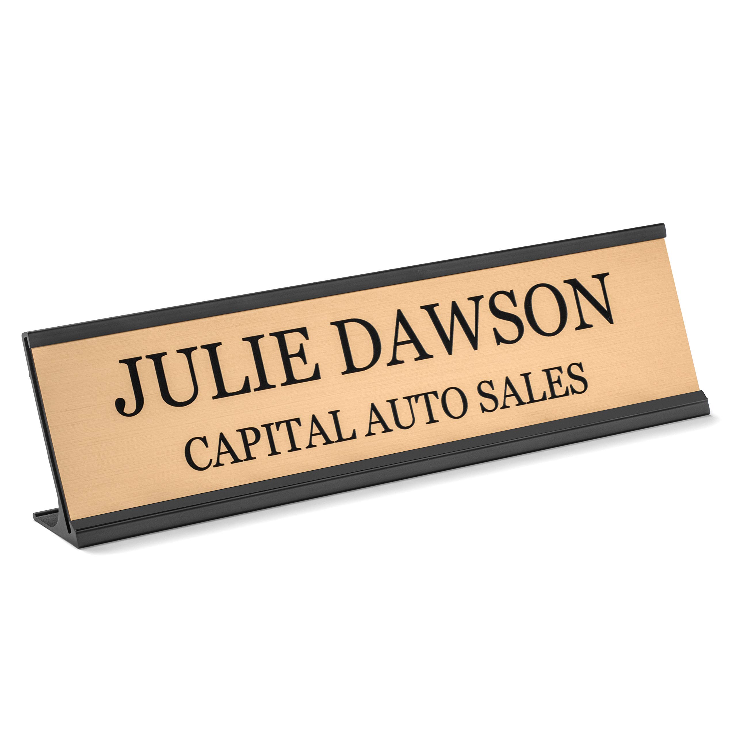 Personalized Desk Name Plates - Custom Engraved Office Name Plates with Aluminum Holder, 2