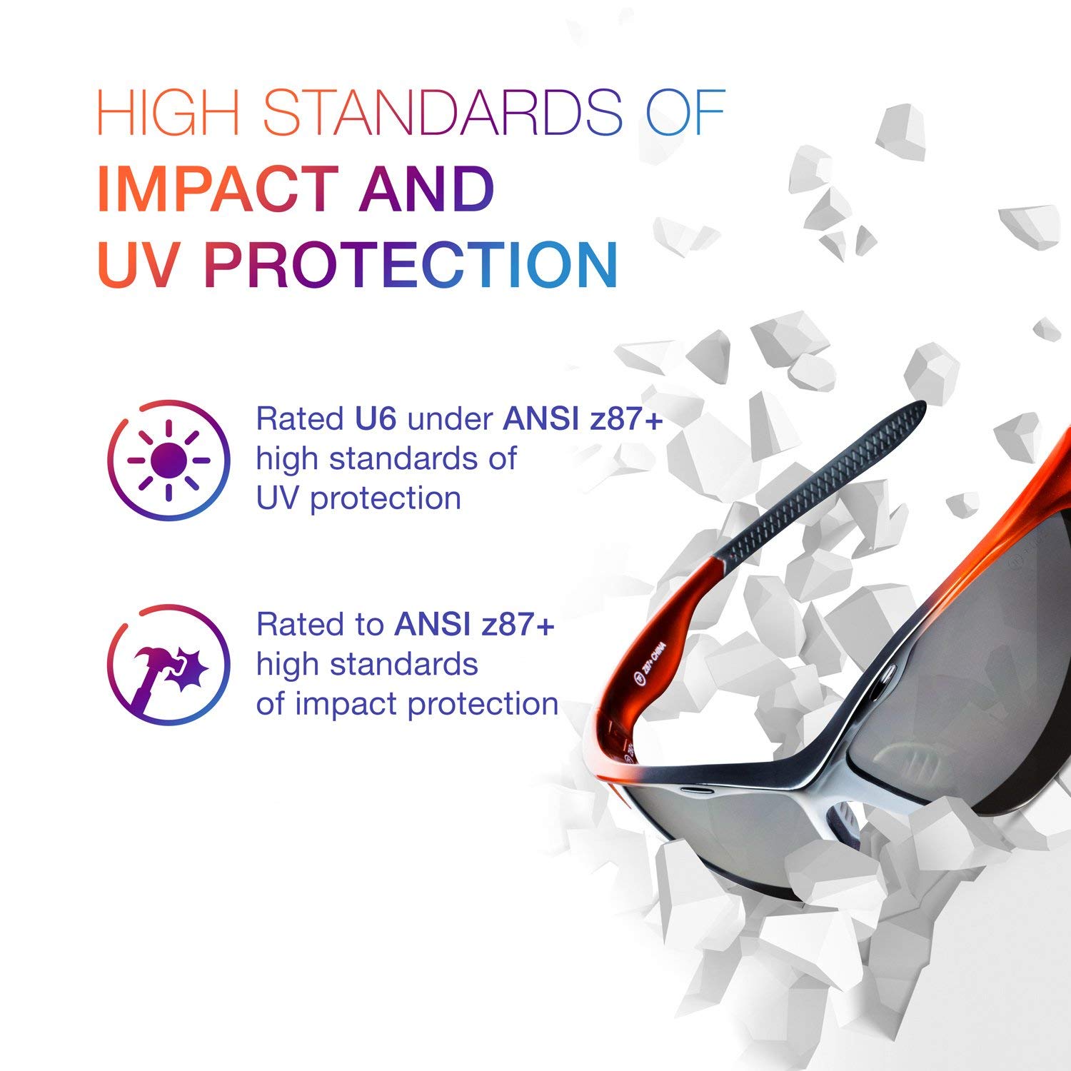 ToolFreak Polarized Rebel Safety Glasses - ANSI Z87.1-2015 Certified, U6 UV Protection - Dark Smoke Tinted Lens for Outdoor Work, Cycling & Driving - Anti-Fog, Secure Fit & Distortion-Free Vision - Includes Hard Case, Microfiber Cloth & Adjustable Neck Cord