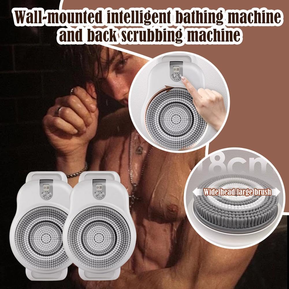 Electric Back Scrubber for Shower - 360° Automatic Wall Mounted Exfoliating Bath Brush with Deep Cleansing Pad | Perfect for Elderly, Disabled & Hard-to-Reach Back Areas