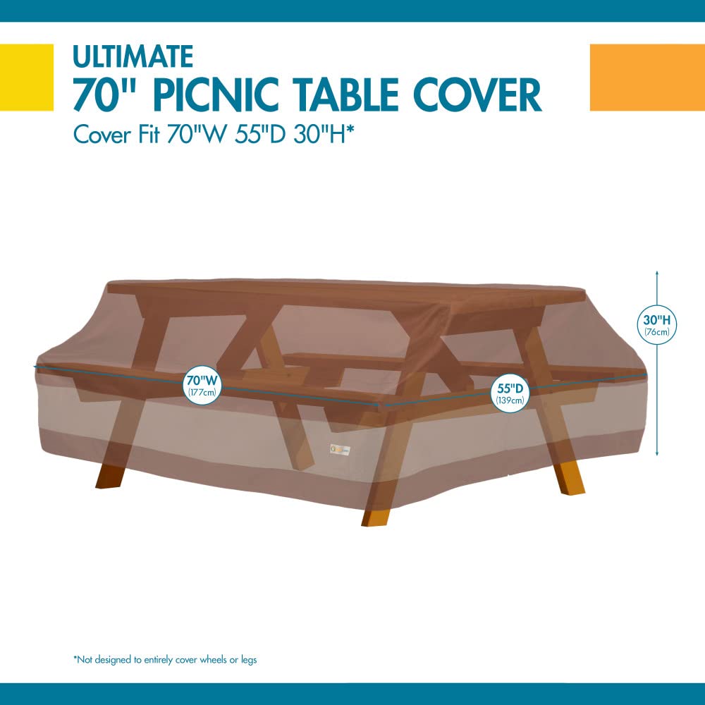 **Duck Covers Ultimate Waterproof 70 Inch Picnic Table Cover – Heavy Duty Outdoor Table Protector for Patio, Deck, and Backyard Use**