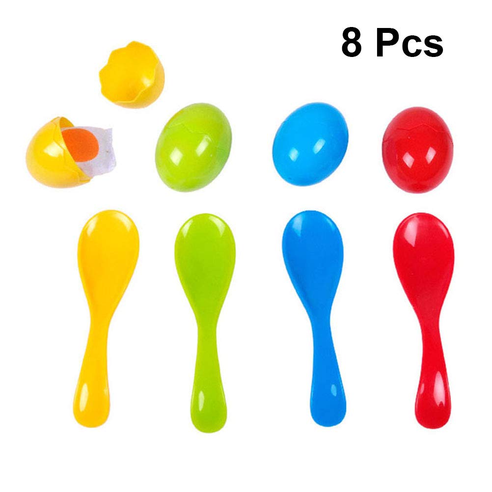 NUOBESTY 8-Piece Kids Balance Toy Set - Educational Stacking Eggs, Spoon & Shell Toys for Indoor/Outdoor Play - Easter Egg Balance Game for Toddlers & Preschoolers - Perfect for Birthday Gifts, Classroom Activities & Motor Skill Development