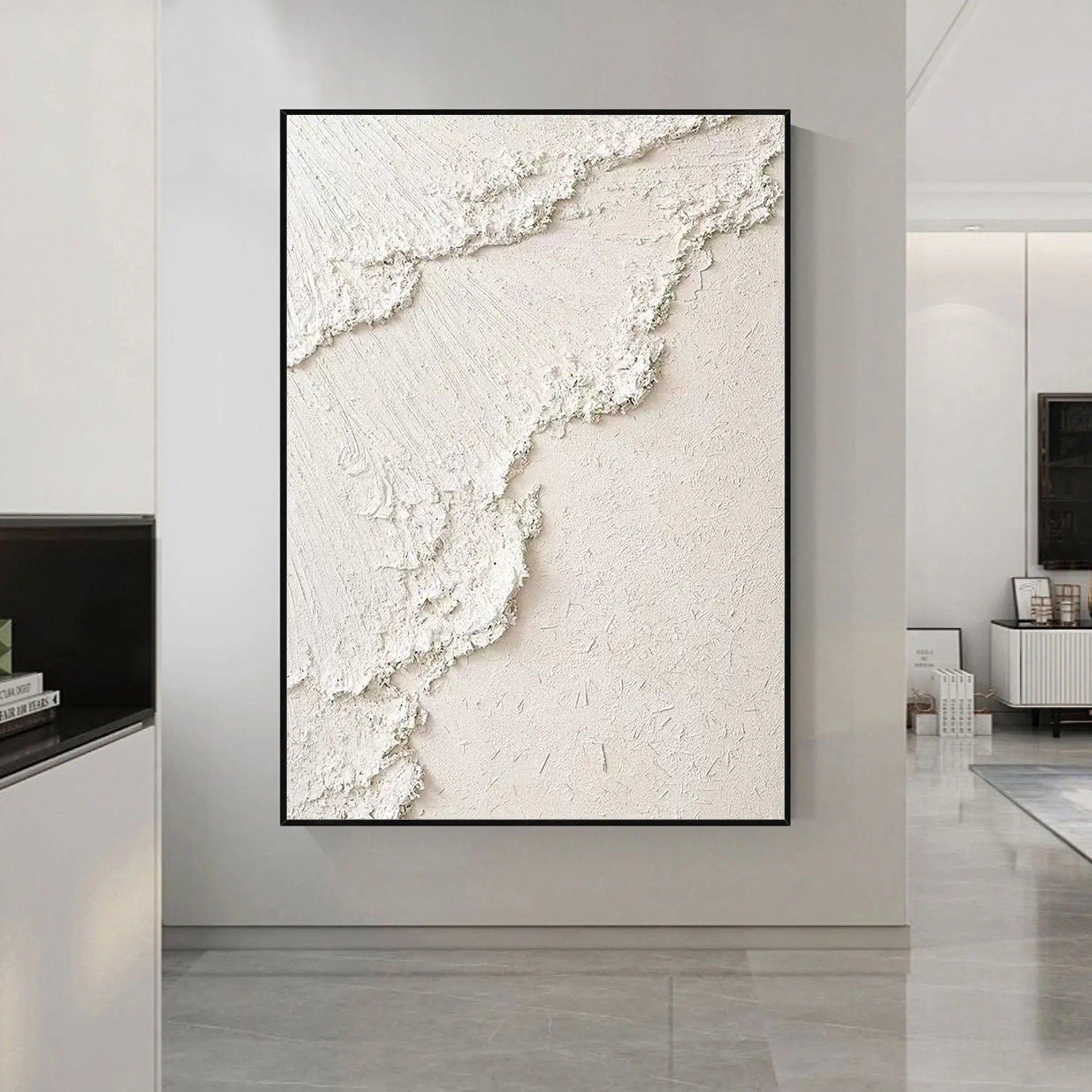 Minimalist Beige Textured Wall Art - Modern Abstract Canvas Painting for Living Room, Bedroom & Office Decor | #MM070