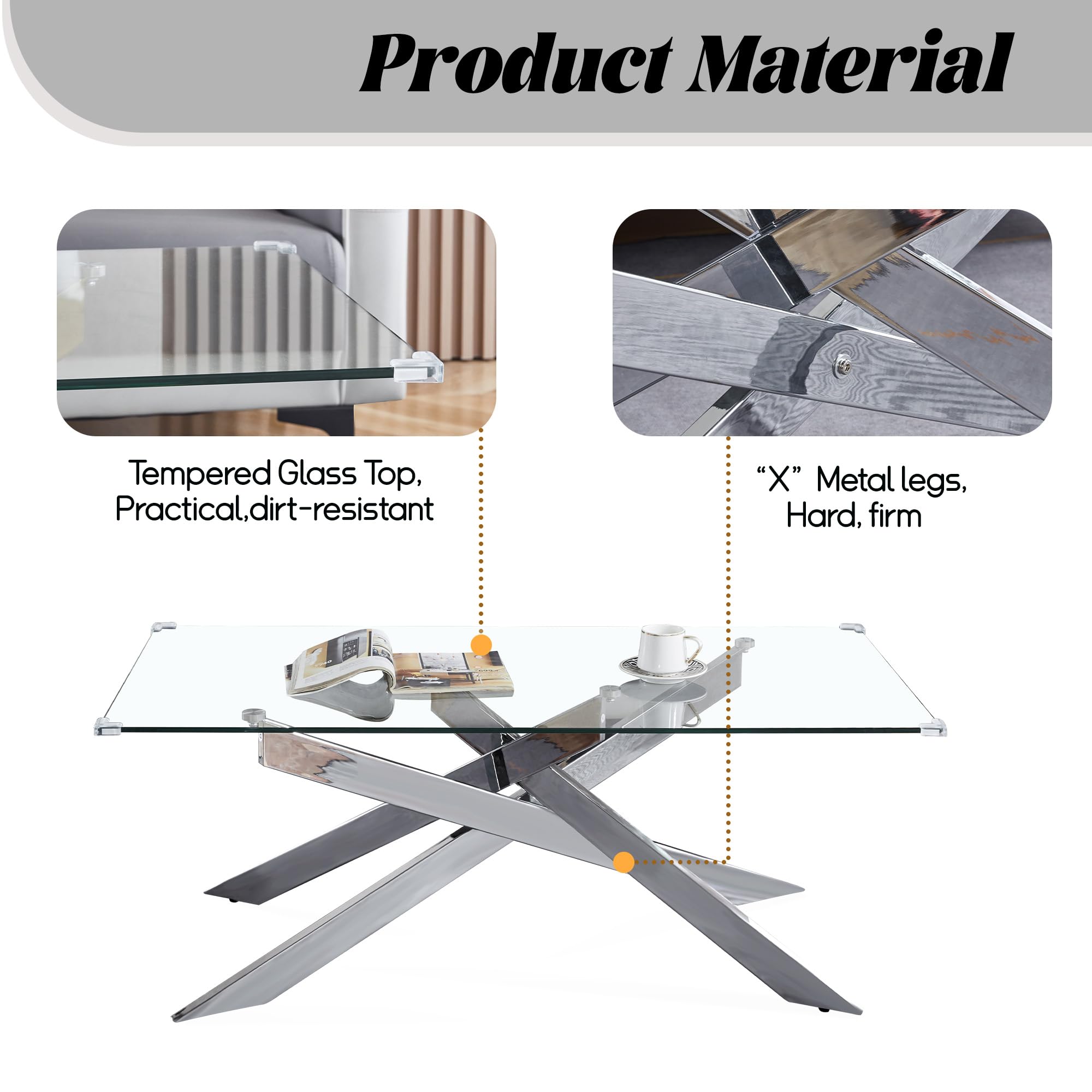 3-Piece Modern Glass Coffee Table Set - 47