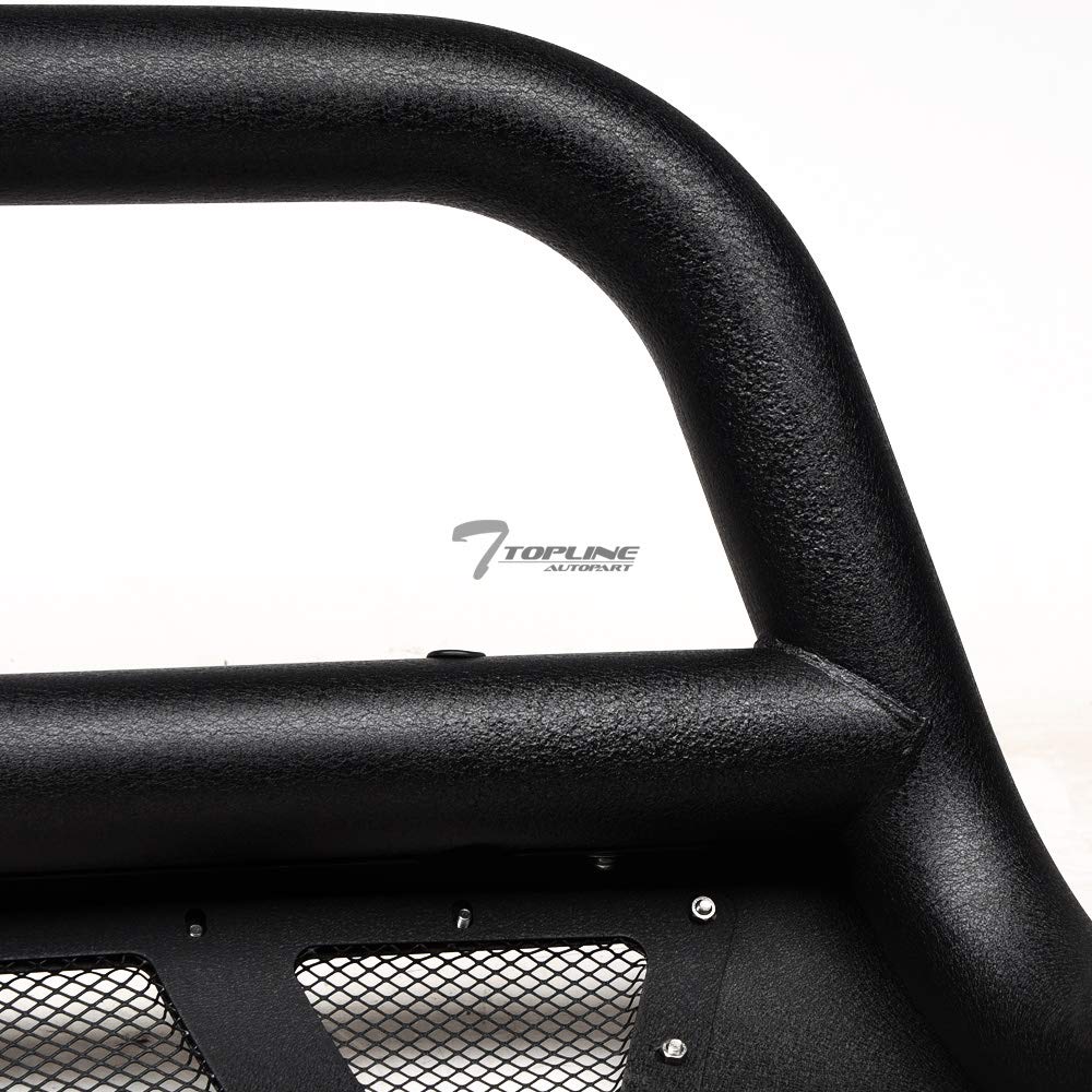 Textured Black Studded Mesh Bull Bar Brush Guard with Skid Plate for 2007-2021 Toyota Tundra - Heavy Duty Front Bumper Grille Protection for Off-Road & Truck Accessories