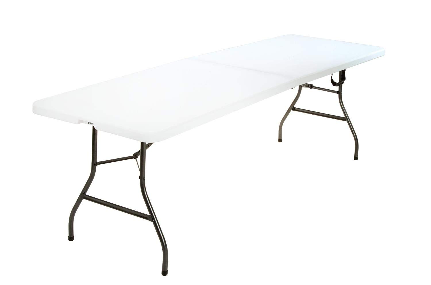 COSCO Deluxe 8ft x 30in Foldable Folding Table - Heavy Duty Blow Molded Plastic, White - Perfect for Parties, Picnics, Camping & Indoor/Outdoor Use