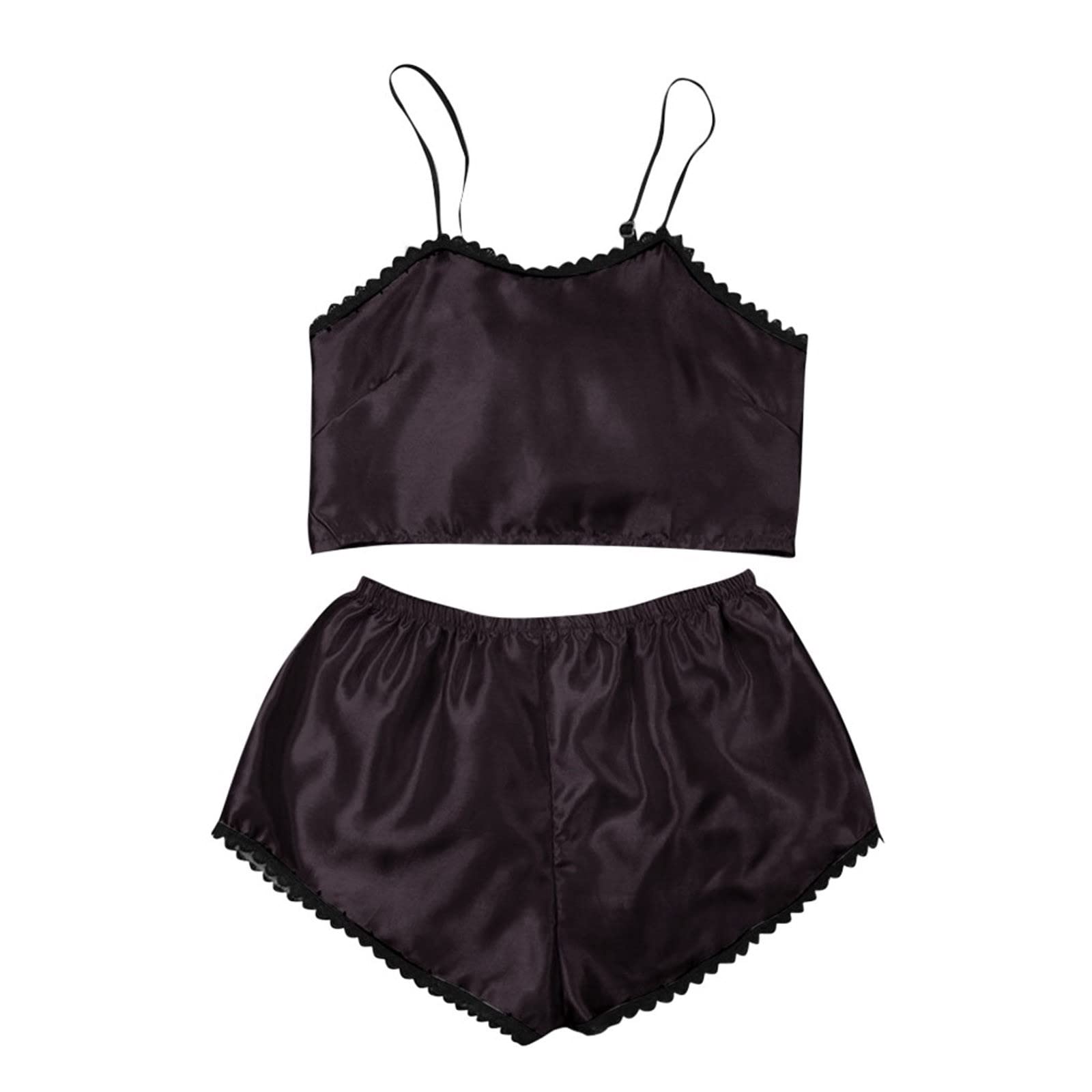 Sexy Satin Pajama Set for Women - Strappy Crop Top & Shorts | Sleepwear & Lingerie for Nightwear