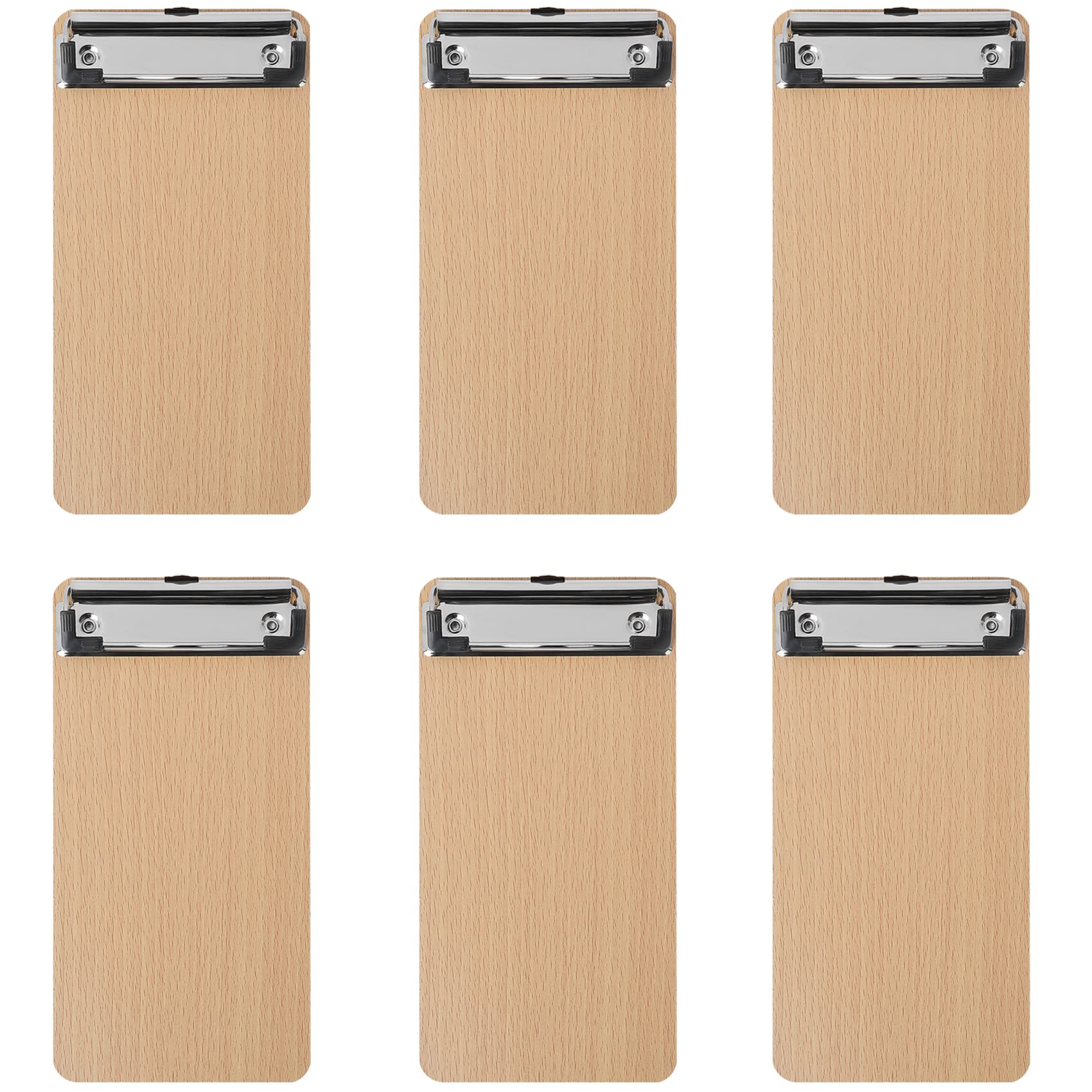 BOMKEE A6 Mini Wooden Clipboard Set of 6 - Small Hardboard Office Memo Clipboards for Restaurant, Cafe, School & Home Use - Perfect for Menus, Bills, Notes & Checklists