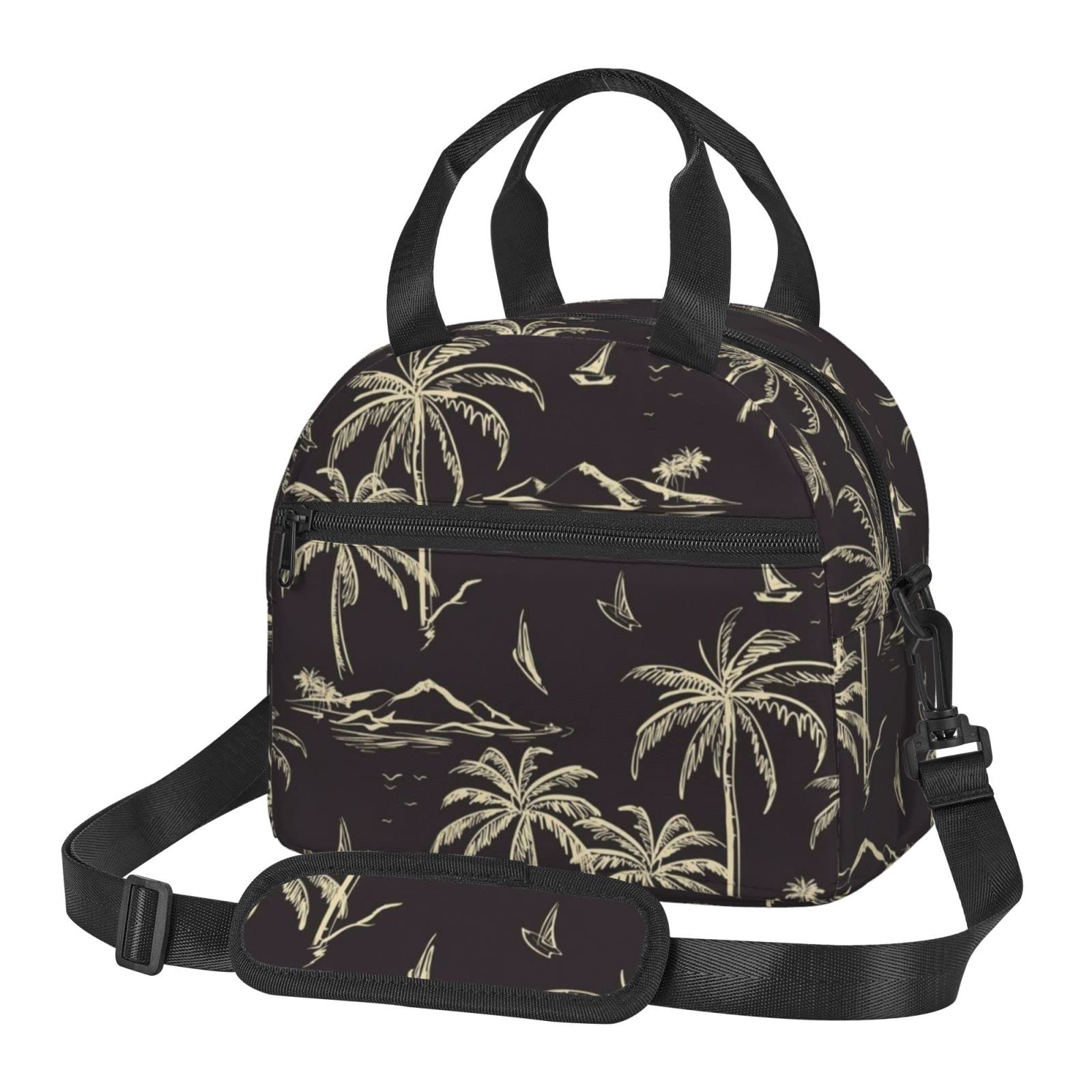Insulated Freezable Lunch Bag for Women & Men - Adjustable Shoulder Strap, Palm Tree Design, Meal Organizer | Perfect for Work, School, Picnics & Outdoor Activities