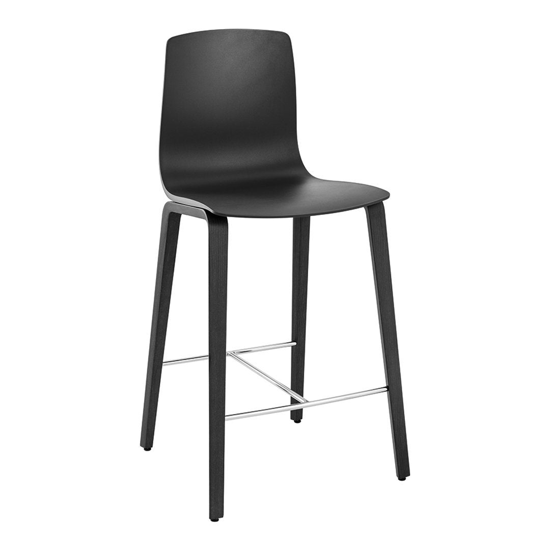 Modern Aava Stool with Solid Wood Base - Scandinavian Design Bar Stool for Kitchen Island, Dining Room & Home Decor - Comfortable & Stylish Seating Solution