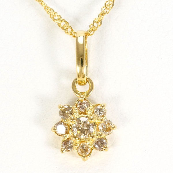 18K Yellow Gold Brown Diamond Pendant Necklace - 0.20ct Natural Diamond Jewelry - 16 Inch (40cm) Chain - Elegant Gift for Women, Anniversary & Special Occasions