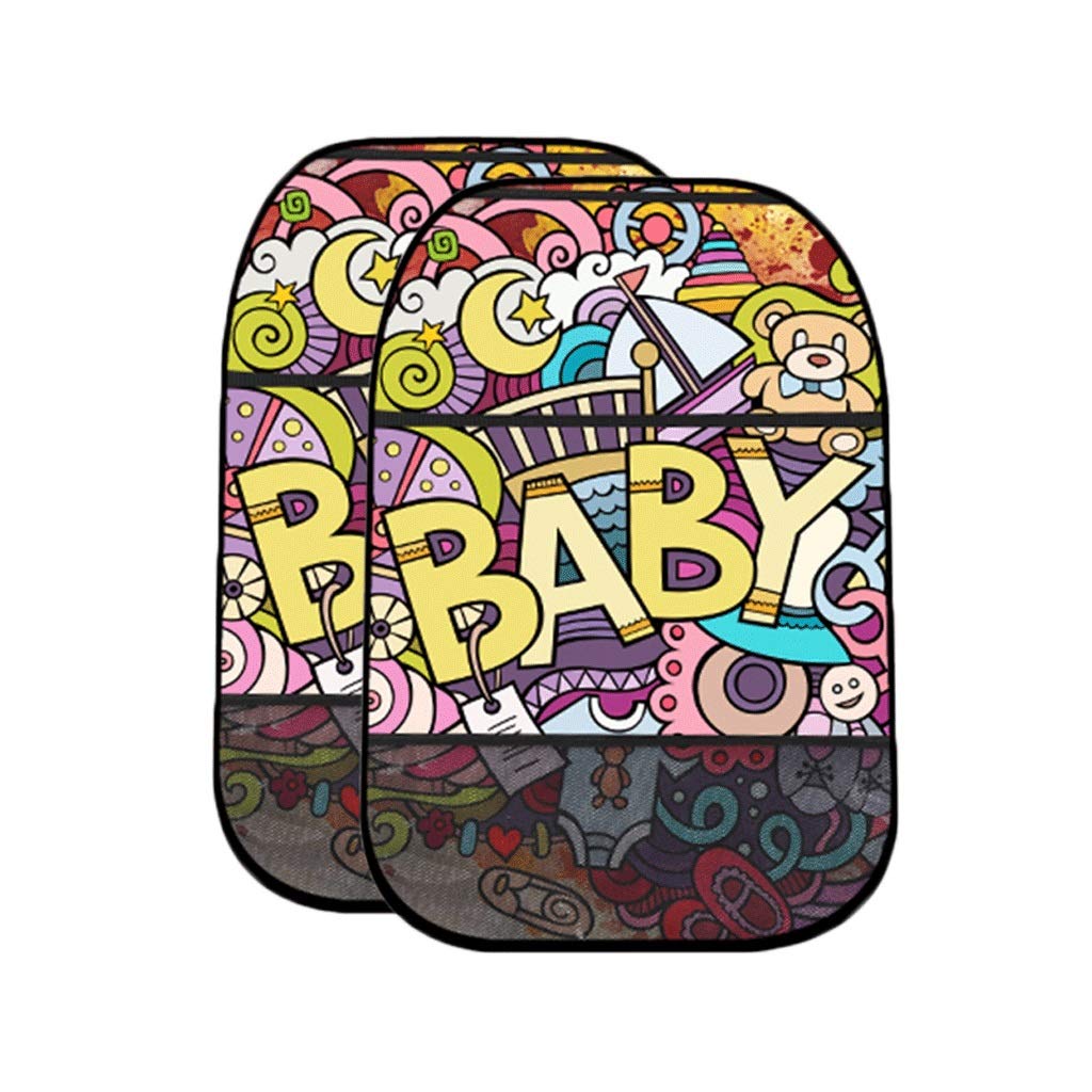 **Baby Car Seat Kick Pad - 2PCS Cartoon Anti-Kick Protector for Child Safety, Eco-Friendly Backrest Cover with Hanging Bag (Color: B) - Perfect for Road Trips & Daily Commutes**