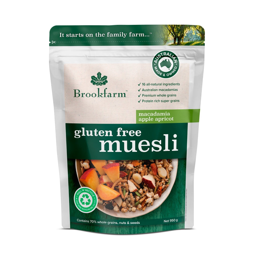 Brookfarm Gluten Free Macadamia Muesli with Apple & Apricot - 350g Healthy Breakfast Cereal for Weight Loss & Energy Boost - Perfect for Vegan, Keto & Paleo Diets