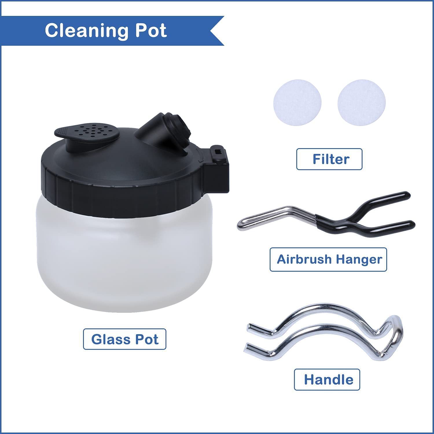 Professional Airbrush Cleaning Kit with Spray Wash Pot, Stabilizer Jar, Bottle Holder & Tools - Needle Nozzle Brush for Airbrush Maintenance - Perfect for Artists, Hobbyists & Tattoo Artists (Model Painting, Cake Decorating, Nail Art)