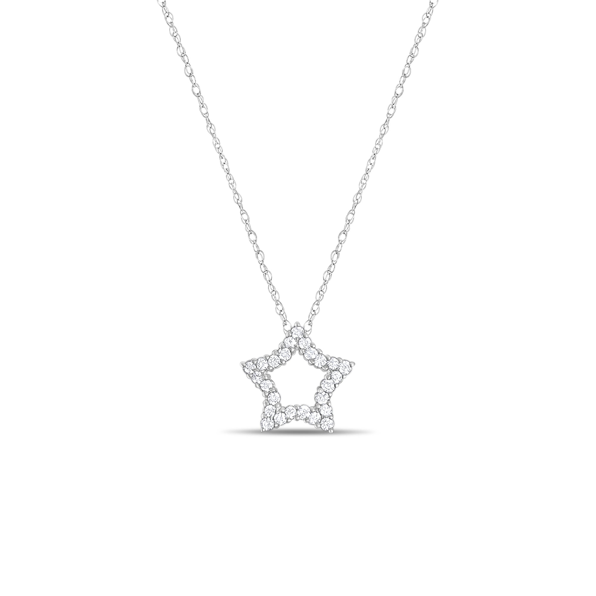 14K White Gold Diamond Star Cutout Necklace .52cttw - Elegant Jewelry for Women, Perfect for Anniversaries, Birthdays & Special Occasions