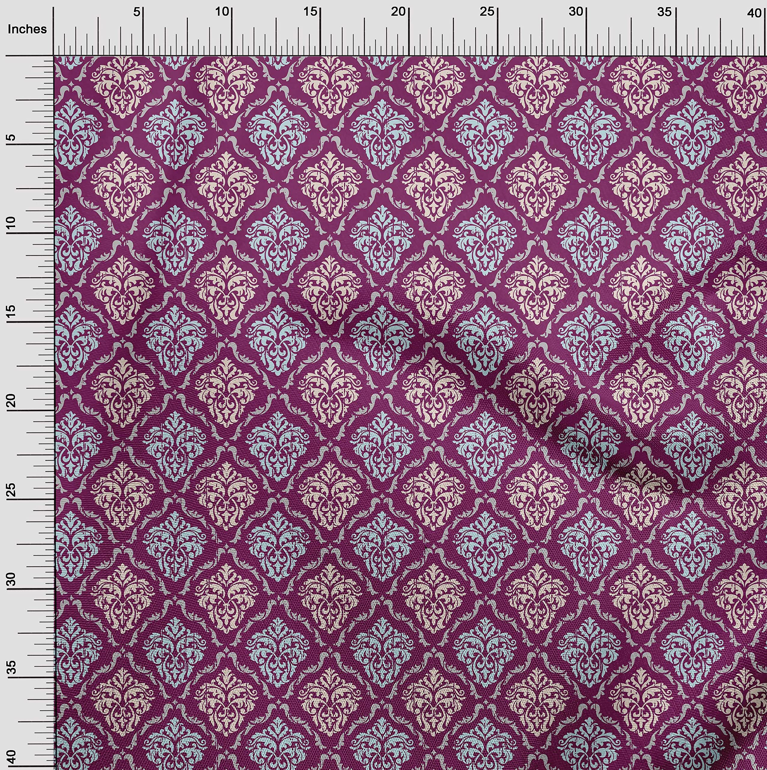 Premium Cotton Silk Blend Purple Suzani Fabric by The Yard - 42 Inch Wide for DIY Clothing, Home Decor & Sewing Projects | Perfect for Dresses, Curtains & Crafting