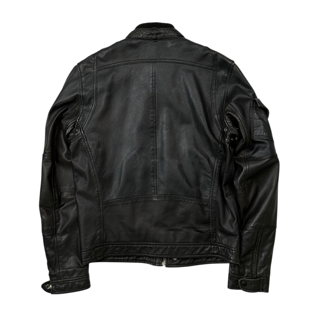 Men's Diesel Genuine Leather Jacket - Black | Stylish Motorcycle Biker Jacket for Casual & Night Out Wear