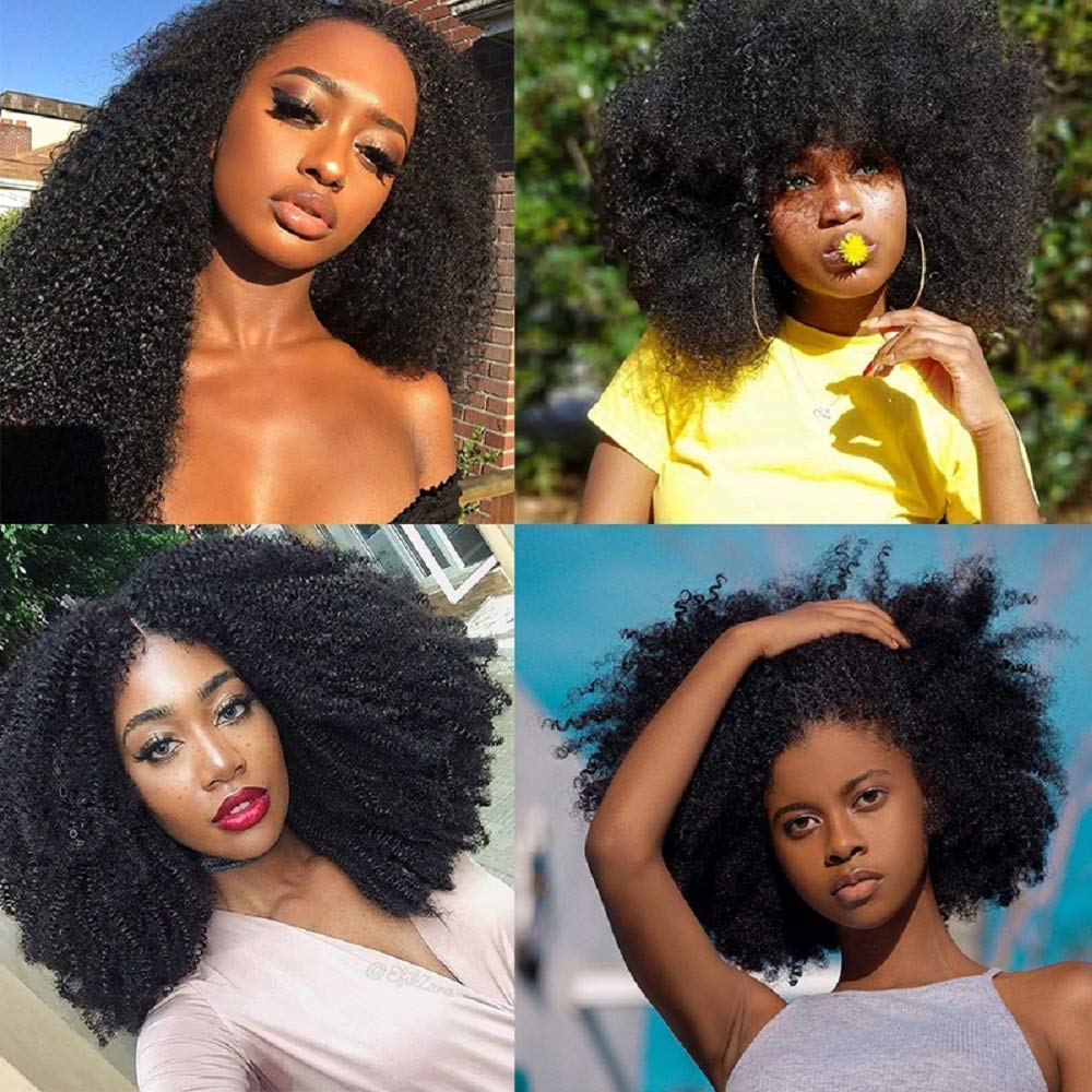 100% Unprocessed Virgin Mongolian Afro Kinky Curly Human Hair Bundles (22 22 22 Inch) - Natural Black Hair Extensions for African American Women | Perfect for Protective Styles, Weaves & Braiding