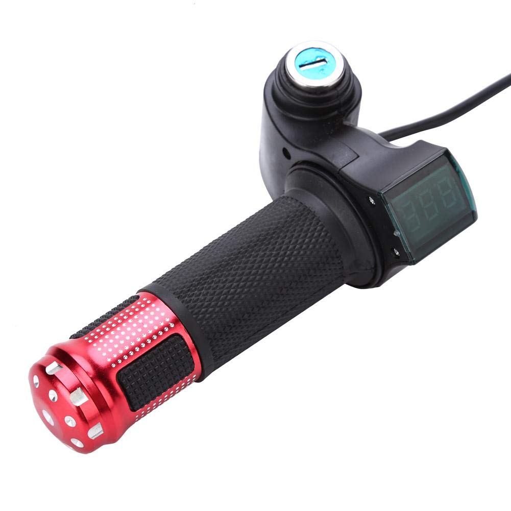 Electric Bike Throttle Grip - 4 Color Options with LED Display & Key Lock - Twist Grip Handle for E-Bikes - Perfect for Commuting, Off-Roading & Urban Riding