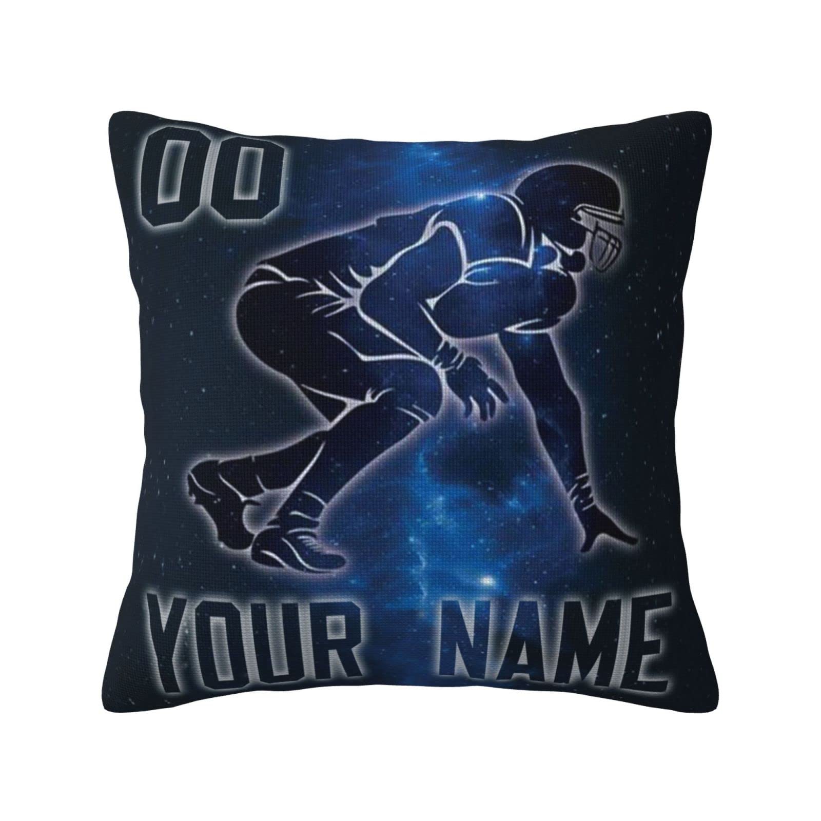 Custom Personalized Throw Pillow Covers 2-Pack - Add Name & Number - 18x18 & 16x16 Inch Football Themed Decorative Pillow Cases - Perfect for Sports Gifts, Home Decor, and Fan Merchandise