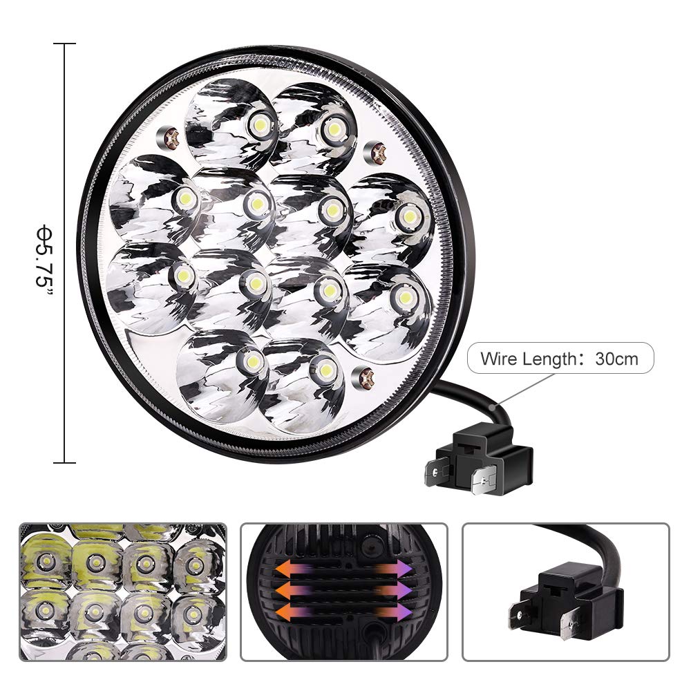 Ourbest H5001 PAR46 LED Light Bulb - 36W Chrome Sealed Beam Projector for Unity Spotlight, 5.75