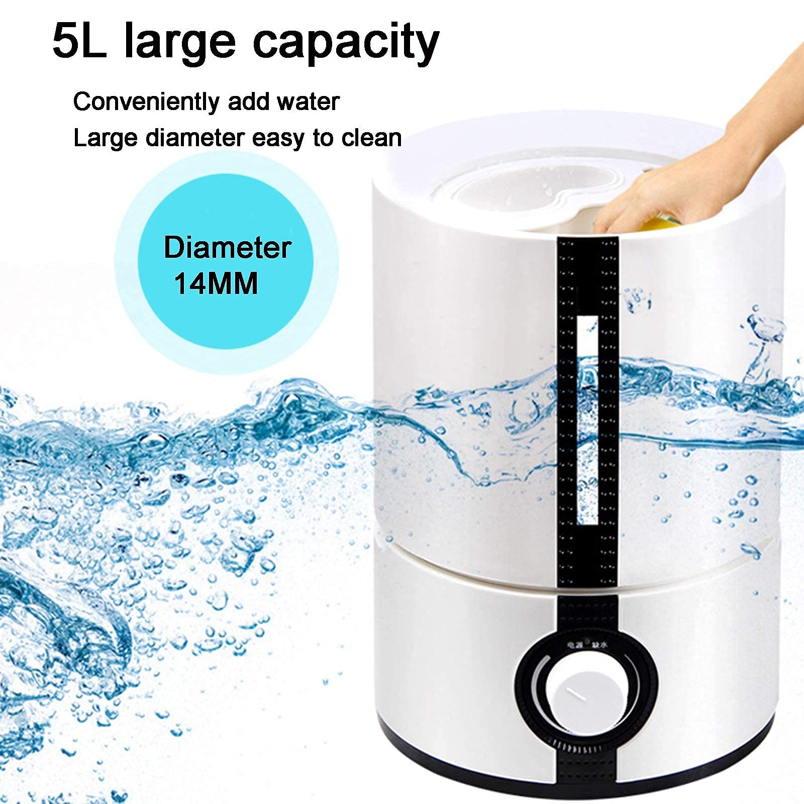 5L Smart Humidifier for Bedroom & Large Room - Ultra Quiet, Essential Oil Diffuser, Remote Control, Auto Shut-Off (White) - Perfect for Nighttime Use, Baby Nurseries & Office Spaces